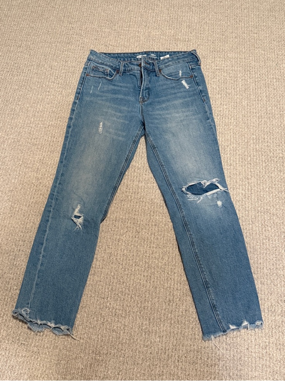 Old Navy Blue Distressed Straight-Leg Jeans